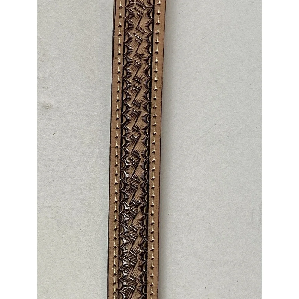 Hand Tooled Belt Size 24 Genuine Leather Rocky Creek By Tex Tan Vintage Made USA